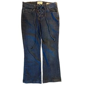 FRAME Denim Le Crop Mini Boot Lace‎ Up Dark Wash Jeans Womens Size 27 Boho Style